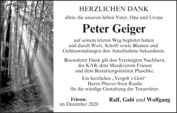 Anzeige von Peter Geiger von MGO