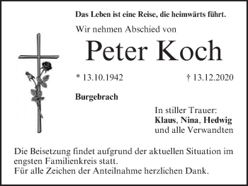 Anzeige von Peter Koch von MGO