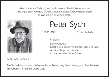 Anzeige von Peter Sych von MGO