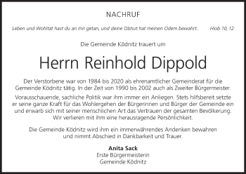 Anzeige von Reinhold Dippold von MGO
