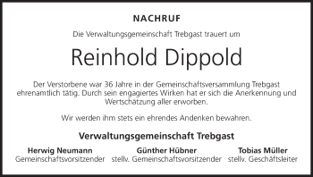 Anzeige von Reinhold Dippold von MGO