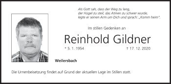 Anzeige von Reinhold Gildner von MGO