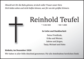 Anzeige von Reinhold Teufel von MGO