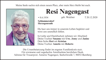 Anzeige von Resi Nagengast von MGO