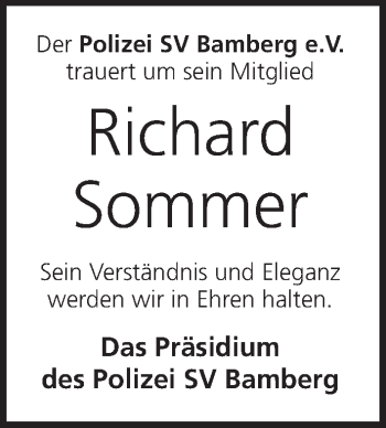 Anzeige von Richard Sommer von MGO