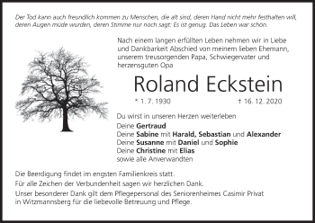 Anzeige von Roland Eckstein von MGO