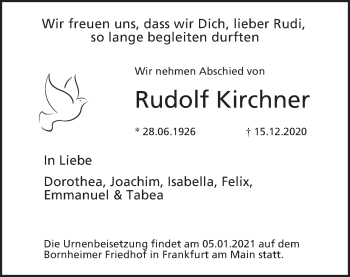 Anzeige von Rudolf Kirchner von MGO