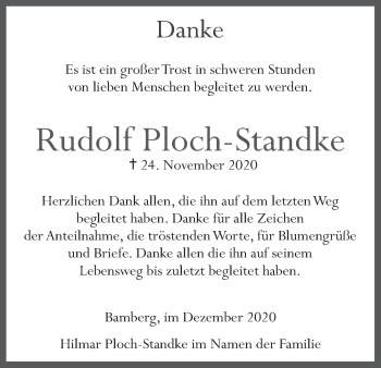 Anzeige von Rudolf Ploch-Standke von MGO