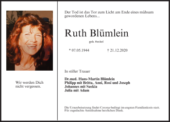 Anzeige von Ruth Blümlein von MGO