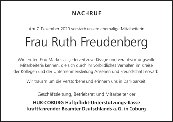 Anzeige von Ruth Freudenberg von MGO