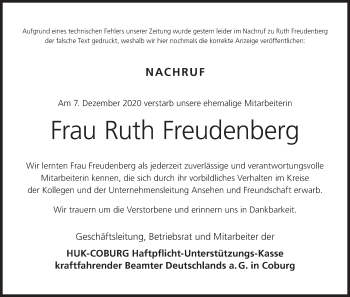 Anzeige von Ruth Freudenberg von MGO