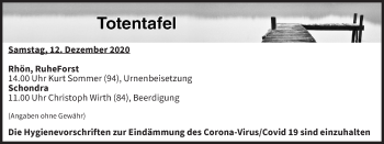 Anzeige von Totentafel vom 12.12.2020 von MGO