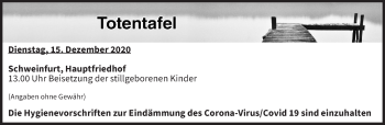 Anzeige von Totentafel vom 15.12.2020 von MGO