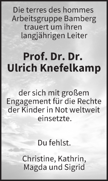 Anzeige von Ulrich Knefelkamp von MGO