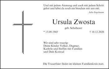 Anzeige von Ursula Zwosta von MGO