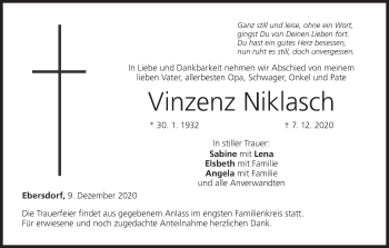 Anzeige von Vinzenz Niklasch von MGO