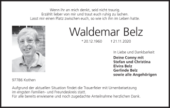 Anzeige von Waldemar Belz von MGO
