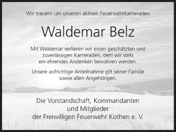 Anzeige von Waldemar Belz von MGO