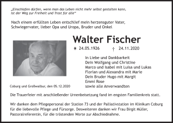 Anzeige von Walter Fischer von MGO