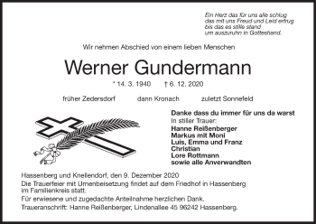 Anzeige von Werner Gundermann von MGO