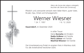 Anzeige von Werner Wiesner von MGO