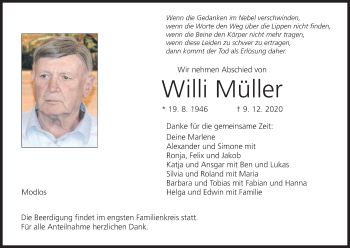 Anzeige von Willi Müller von MGO