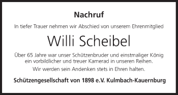 Anzeige von Willi Scheibel von MGO