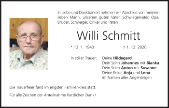 Anzeige von Willi Schmitt von MGO