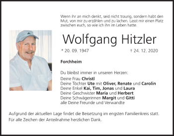 Anzeige von Wolfgang Hitzler von MGO