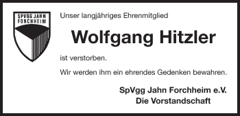 Anzeige von Wolfgang Hitzler von MGO