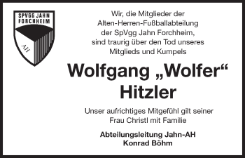 Anzeige von Wolfgang Hitzler von MGO