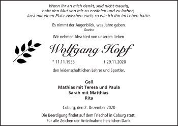 Anzeige von Wolfgang Hopf von MGO
