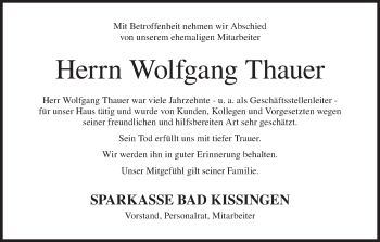 Anzeige von Wolfgang Thauer von MGO