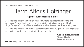 Anzeige von Alfons Holzinger von MGO
