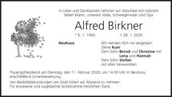 Anzeige von Alfred Birkner von MGO