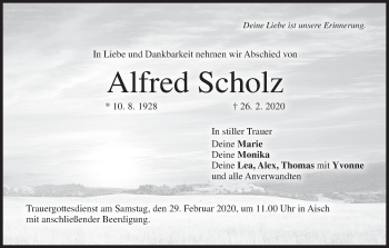 Anzeige von Alfred Scholz von MGO