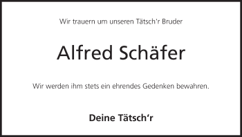 Anzeige von Alfred Schäfer von MGO