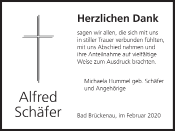 Anzeige von Alfred Schäfer von MGO