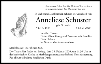 Anzeige von Anneliese Schuster von MGO