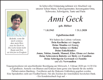 Anzeige von Anni Geck von MGO