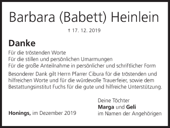 Anzeige von Barbara Heinlein von MGO