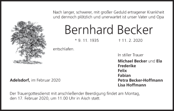 Anzeige von Bernhard Becker von MGO