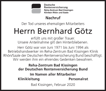 Anzeige von Bernhard Götz von MGO