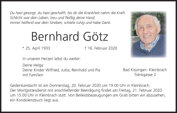 Anzeige von Bernhard Götz von MGO