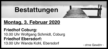 Anzeige von Bestattungen vom 03.02.2020 von MGO