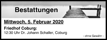 Anzeige von Bestattungen vom 05.02.2020 von MGO
