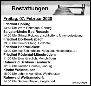 Anzeige von Bestattungen vom 07.02.2020 von MGO