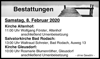 Anzeige von Bestattungen vom 08.02.2020 von MGO