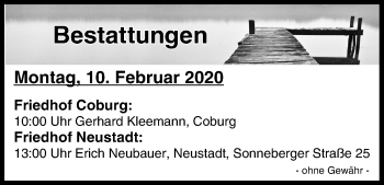 Anzeige von Bestattungen vom 10.02.2020 von MGO