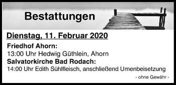 Anzeige von Bestattungen vom 12.02.2020 von MGO